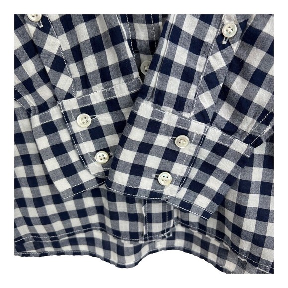 J Crew Women's Boy Shirt Sz 00 Button Down Navy Blue Check Long Sleeve - Picture 6 of 10